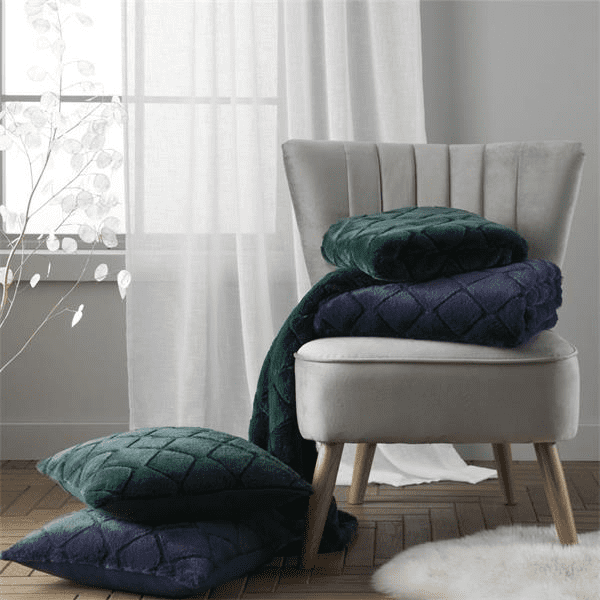 Catherine Lansfield Cosy Diamond Filled Cushion Navy